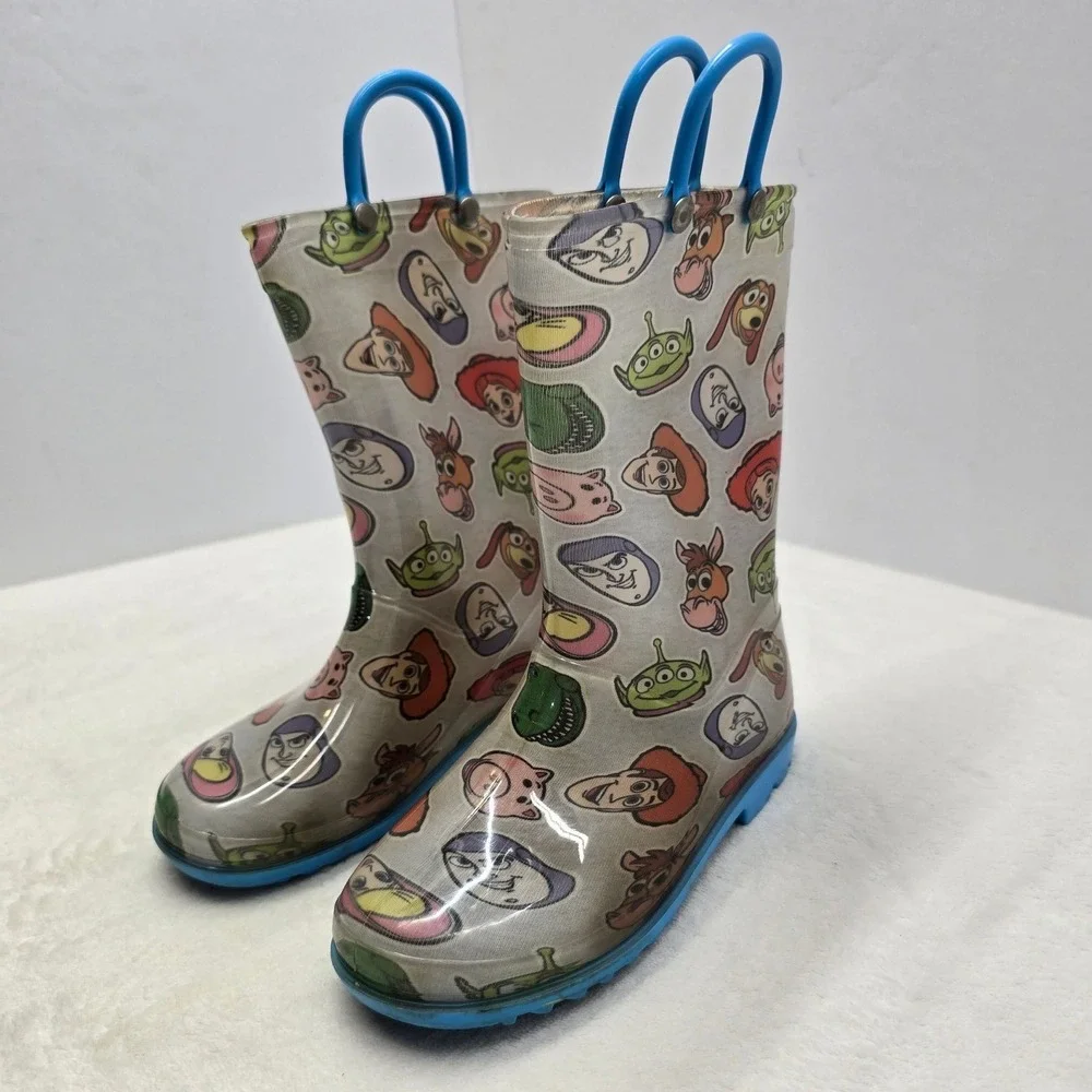 Disney Pixar Toy Story Rain Boots Kids Size 12 Woody Buzz Lightyear Blue Grey